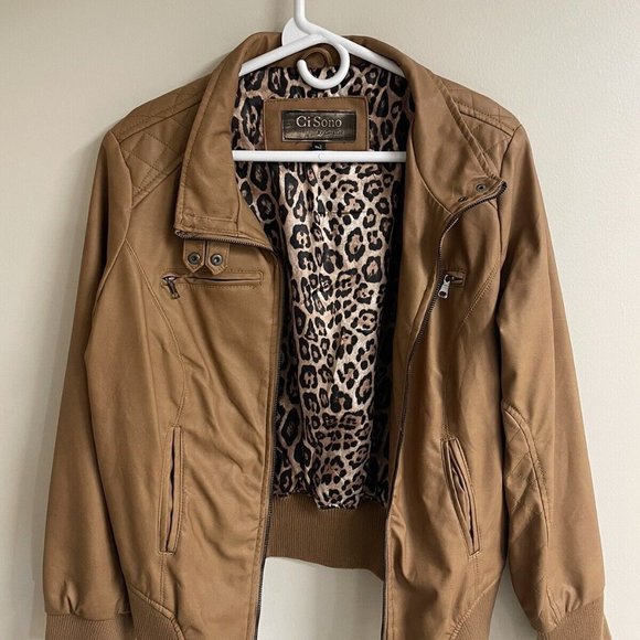 Ci Sono Jackets & Blazers - Ci Sona Brown Faux Leather Juniors Plus Size 1X womens leather coat